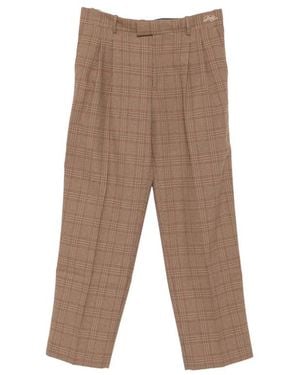 Drole de Monsieur Check-Pattern Pleated Trousers - Brown