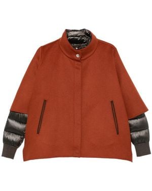 Moorer High-Neck Cape Jacket - Brown
