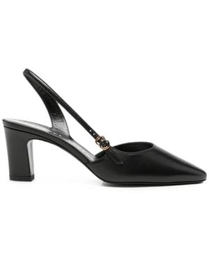 Herbert Levine Ask Around Buckle-Detail Slingback Leather Heeled Court Shoes - Black