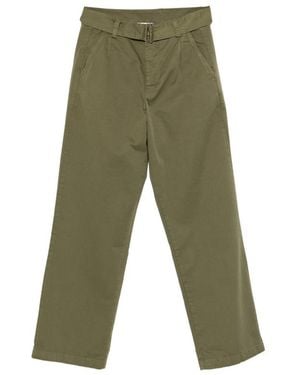 Laneus Belted Button Cargo Trousers - Green