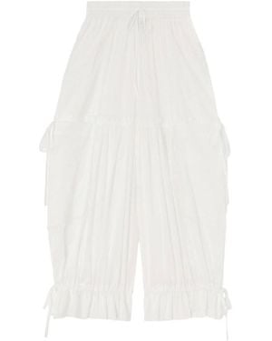 Ganni Ruffled Drawstring Trousers - White