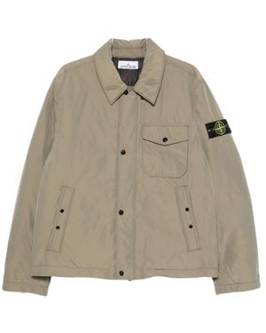 Stone Island Logo-Patch Zip-Fastening Jacket - Natural