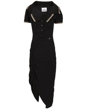 Vivienne Westwood Long Monday Pulling Polo-Collar Midi Dress - Black