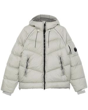 C.P. Company C. P. Company Lens-Detail Hooded Puffer Jacket - Gray