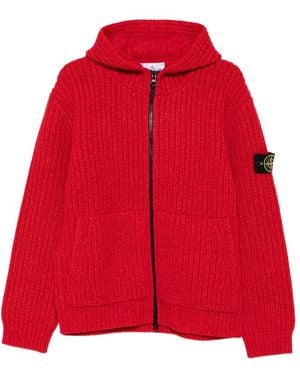 Stone Island 5100069 Fisherman's Hooded Wool Jacket - Red