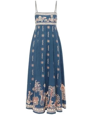 ALÉMAIS Acacia Printed Midi Dress - Blue