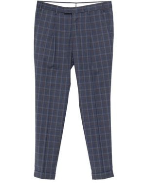 PT Torino Check-Pattern Pleated Trousers - Blue