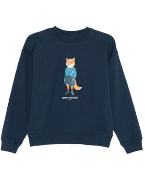 Maison Kitsuné Dressed Fox-Print Sweatshirt - Blue