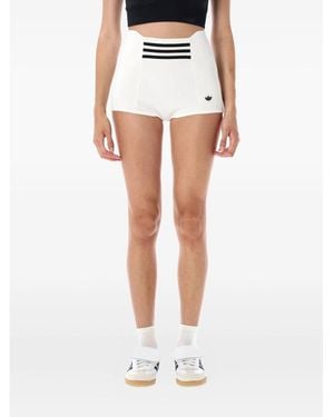 adidas High-Waisted Stripe Shorts - White