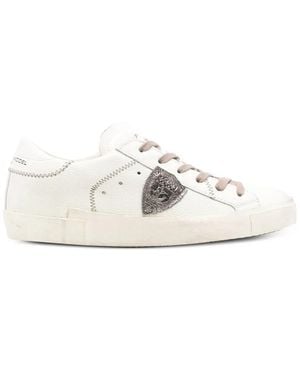 Philippe Model Prsx Low Logo-Patch Panelled Trainers - White