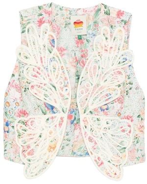 FARM Rio Rendeira Butterfly-Appliqué Vest - White