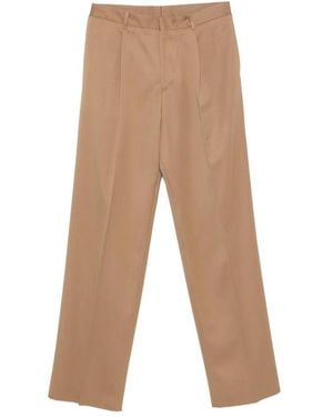 Lardini Pleated Straight-Leg Trousers - Natural