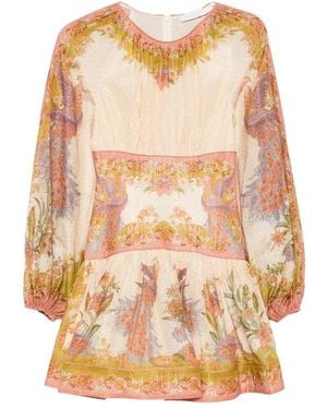 Zimmermann Indra Floral-Print Mini Dress - Natural
