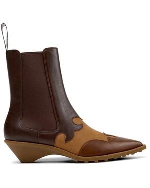Camper Anita Paneled Leather Ankle Boots - Brown