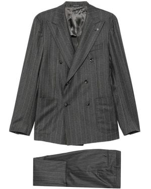 Tagliatore Stripe-Pattern Double-Breasted Suit - Grey