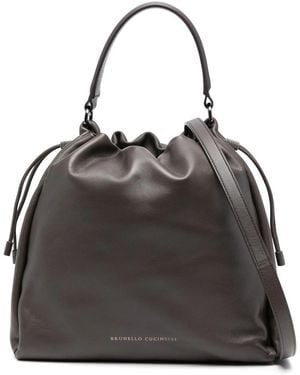 Brunello Cucinelli Mellow Shoppe Bucket Bag - Black