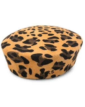 Ruslan Baginskiy Leopard-Print Wool Beret - Metallic