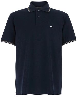 Emporio Armani Cotton Jumper With Logo Detail - Blue