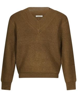 Entire studios Elbow-Patch V-Neck Jumper - Green