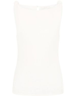 Faithfull the Brand Knot Detail Sleeveless Linen Top - White