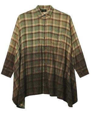 R13 Check-Print Distressed-Effect Shirt - Natural