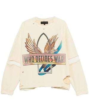 Who Decides War Ribbon Tour Distressed Sweatshirt - Natural