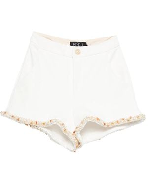 PATBO Short With Beaded Trim And Scalloped Hem - White