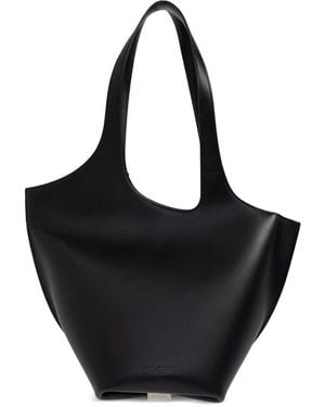 The Attico La Scoop Leather Shoulder Bag - Black