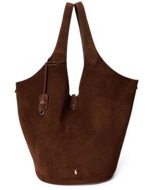 Ralph Lauren Polo Play Calf Suede Tote Bag - Brown