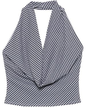Frankie's Bikinis Jay Gingham Halterneck Top - Blue