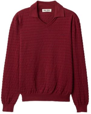 Miu Miu V-Neck Cotton Jumper - Red