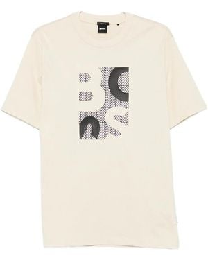 BOSS Logo-Pattern T-Shirt - Natural