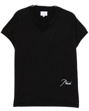 Rhude Logo-Embroidered Cap-Sleeve T-Shirt - Black
