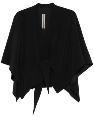 Rick Owens Knotted-Waist V-Neck Blouse - Black