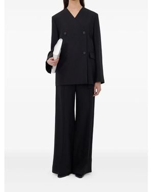 Loulou de Saison Munro Double-Breasted V-Neckline Jacket - Black