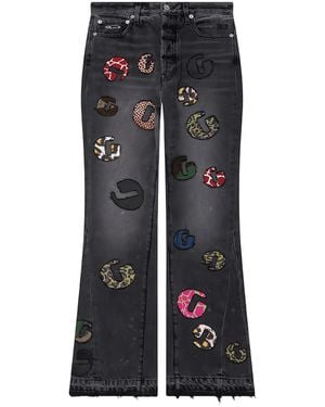 GALLERY DEPT. G Time La Flare Appliqué Wide-Leg Jeans - Grey