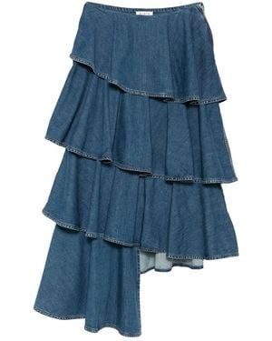 Alaïa Ruffled Tiered Skirt - Blue