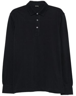 ZEGNA Long-Sleeve Polo Shirt - Black