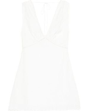 Faithfull the Brand V-Neck Scalloped Hem Dress - White