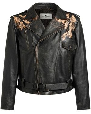 Etro Leather Jackets - Black