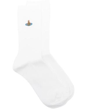 Vivienne Westwood Checked Logo Socks - White