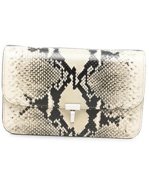 TOTEME T-Lock Snake-Effect Leather Crossbody Bag - White