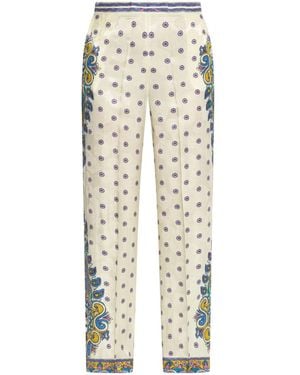 Etro Paisley-Print Trousers - Natural
