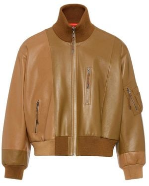 Maison Margiela Spliced Leather Bomber Jacket - Brown