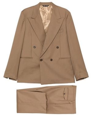 época Double-Breasted Peak-Lapel Suit - Brown