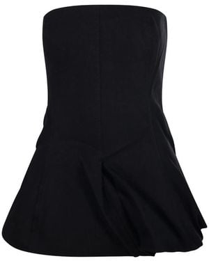LAMRONS Strapless Bubble-Hem Top - Black