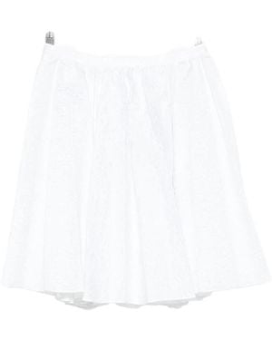 ShuShu/Tong Floral-Jacquard Pleated Mini Skirt - White