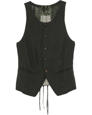 Ziggy Chen Patterned-Panel Vest - Green