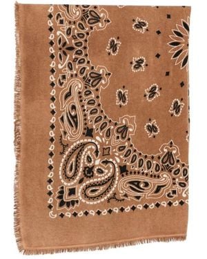 Kujten Hachiko Bico Paisley-Print Frayed Scarf - Brown