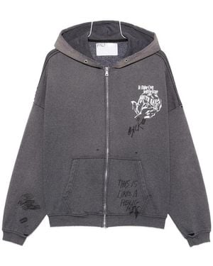 Paly Hollywood Print-Detail Long-Sleeve Hoodie - Gray